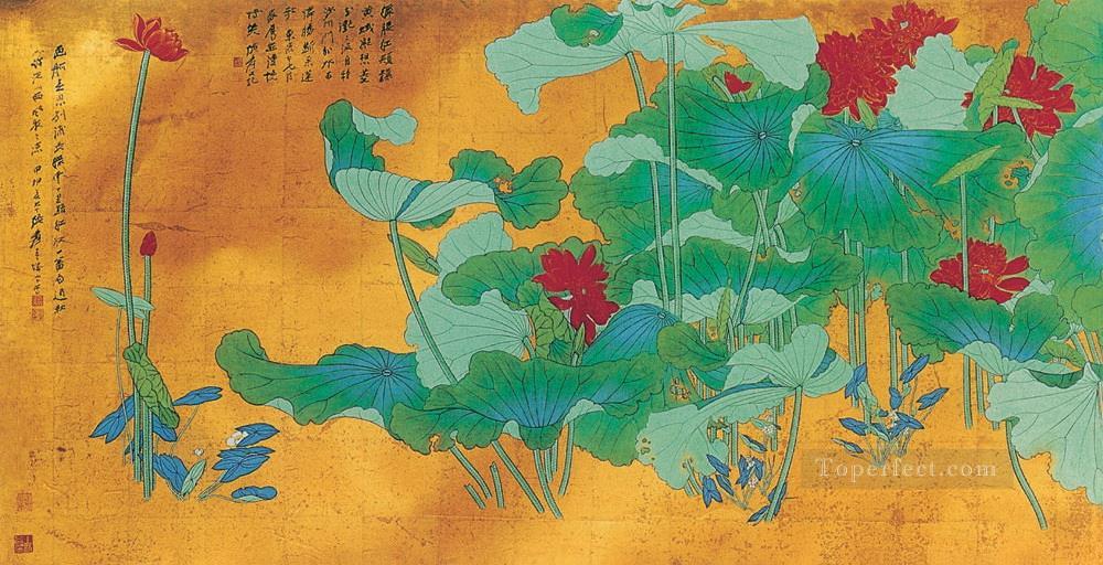 Chang dai chien lotus 28 old Chinese Oil Paintings